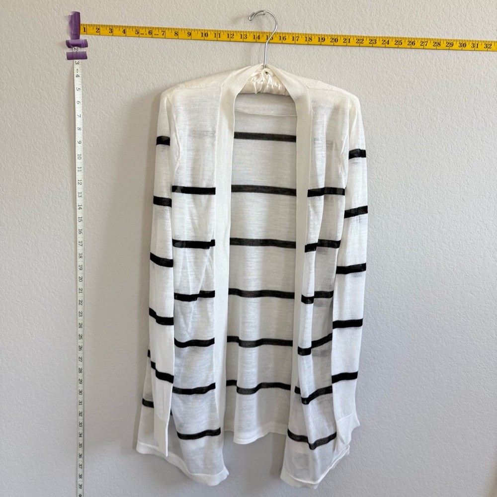 LOFT White Cardigan with Black Stripes XL‎ - Picture 2 of 11